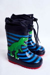 Detský gumový galoshes Navy Blue Mordeo Dinosaur