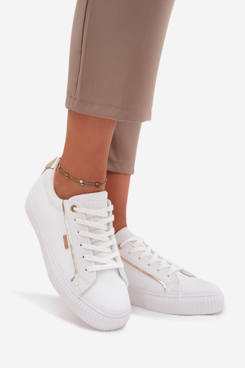 Dámske Tenisky Z Eko Kože Big Star SS274026 Bielo-Zlaté