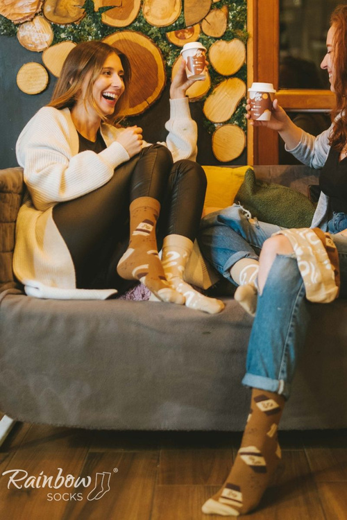 Ponožky dúhové ponožky Caffe latte 1 pár