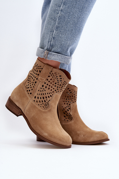 Dámské béžové krajkové botky Lewski Shoes 3301/2