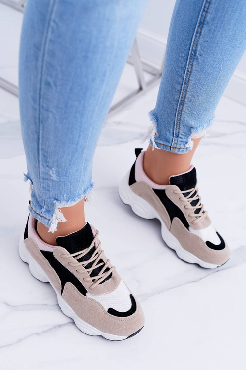 Dámske športové semišové topánky Beige Lollipop