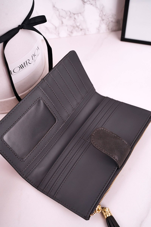 Velká Dámská Peněženka S Kabelkou A Třásněmišedá Šedá