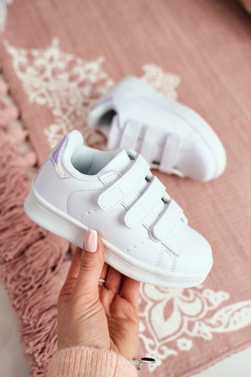 Dětská Sportovní Obuv Na Suchý Zip Bílé-Stříbrne Fifi