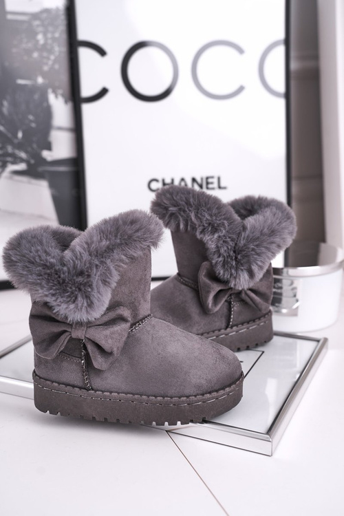 Dětské sněhule teplé s kožešinou šedé Vella