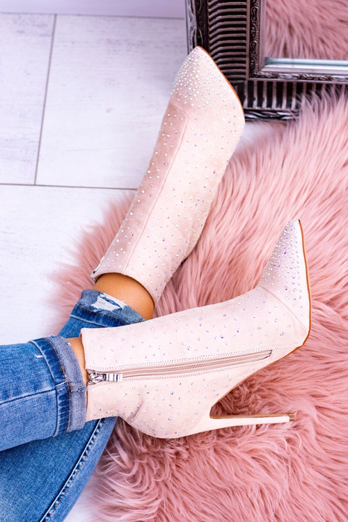 Lu boo béžové vysoké semišové topánky na kolíkoch kamienkov Cubano