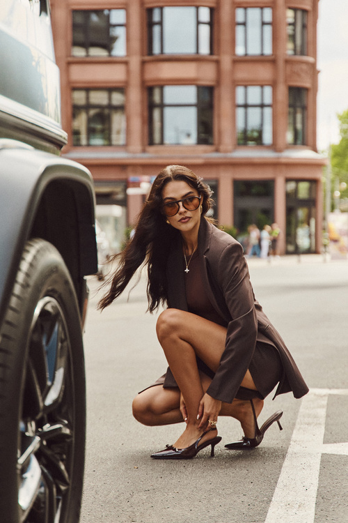 Lakované lodičky na podpatku s mašličkou bordó Olvena