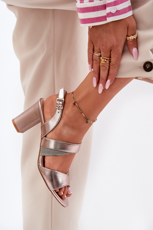 Dámské Sandály Na Podpatku Sergio Leone SK866 Růžové Zlato