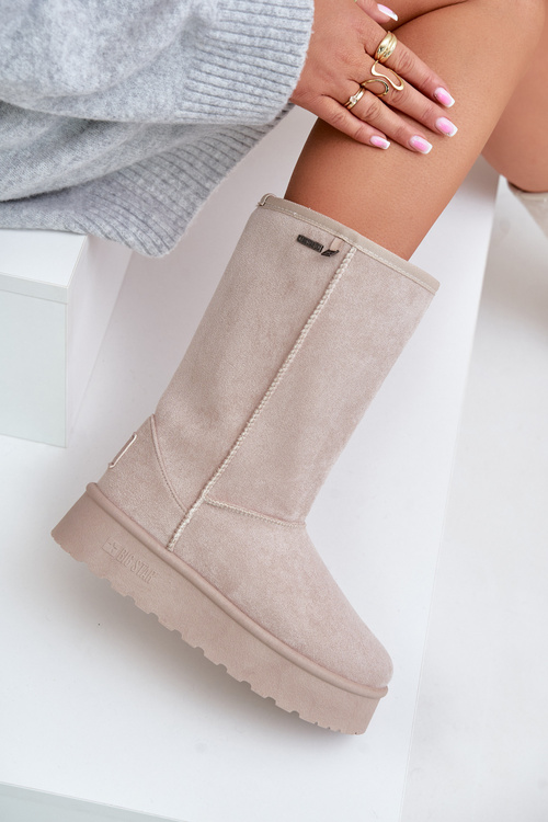 Vysoké Sněhule Na Platformě Big Star OO274894 Světle Béžové