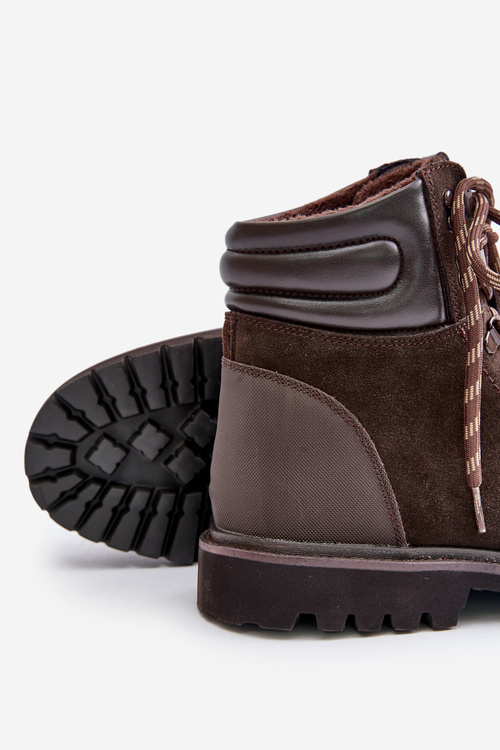 Semišové Zateplené Boty Trapery Pánské Big Star OO174644 Hnědé