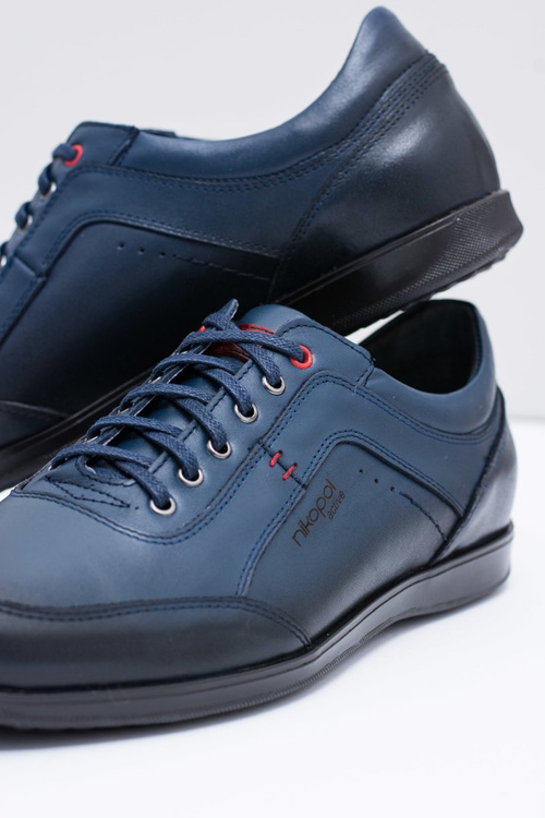 Men's Navy Leather Casual Shoes Nikopol Casual Polver