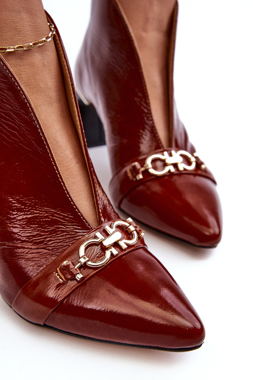 Kožené Boty Na Słupku Maciejka 05262-02 Hnědé