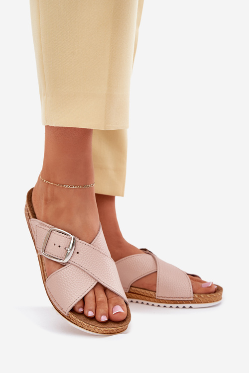 Kožené Dámske Šľapky S Prackou Ružové Inblu VO0004GU