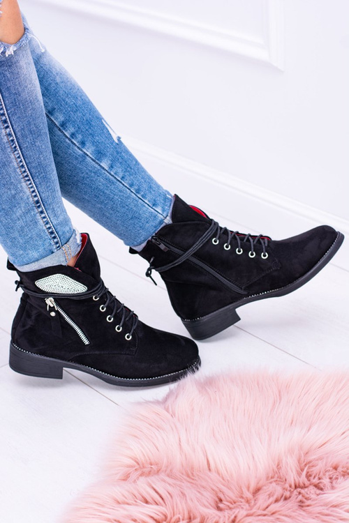 Dámské izolované černé semišové boty ZipSequins Cortina