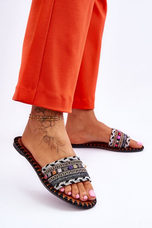 Dámské zdobené pantofle Černá Bellisa