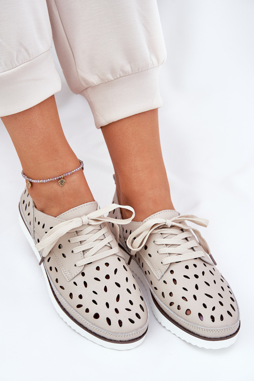 Dámské Kožené Polobotky S.Barski LR51-610 Béžové