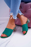 Elegantné ženské žabky na blok Green Valencia Suede Block