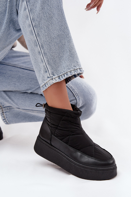 Dámske snehové topánky na platforme s kožušinou čierne Tahlira