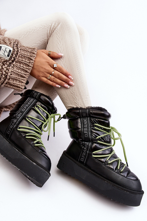 Dámské sněhové boty s tlustou podrážkou veganské DFranklin DFSH371007 černé