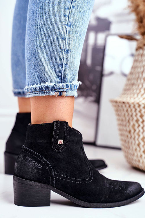 Dámske topánky na Big Star Black GG274329 Kožený príspevok