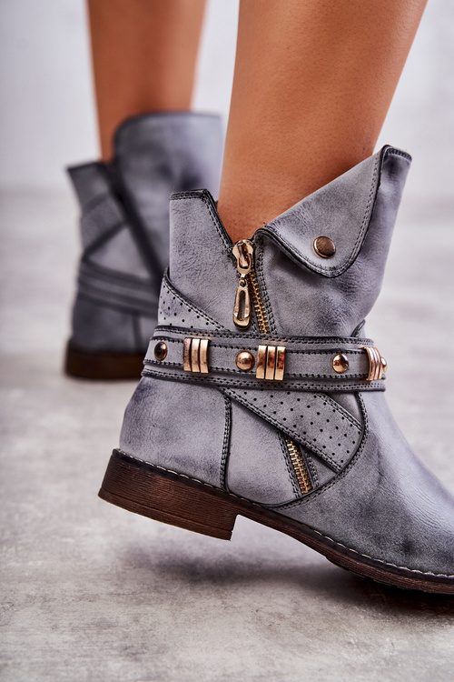 Dámske vysoké topánky s modrou dekoráciou Alisa