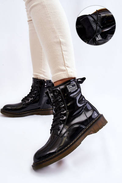 Dámské Lakované boty zateplené GOE II2N4050 Černá