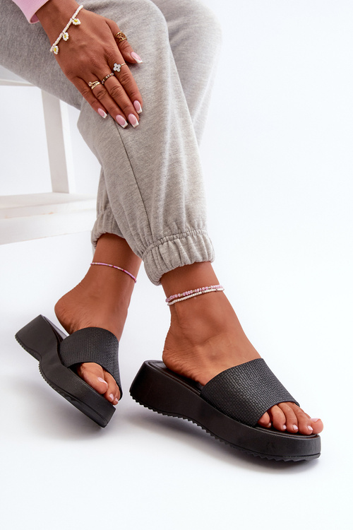 Čierne dámske sandále na platforme a klíne Vimarils