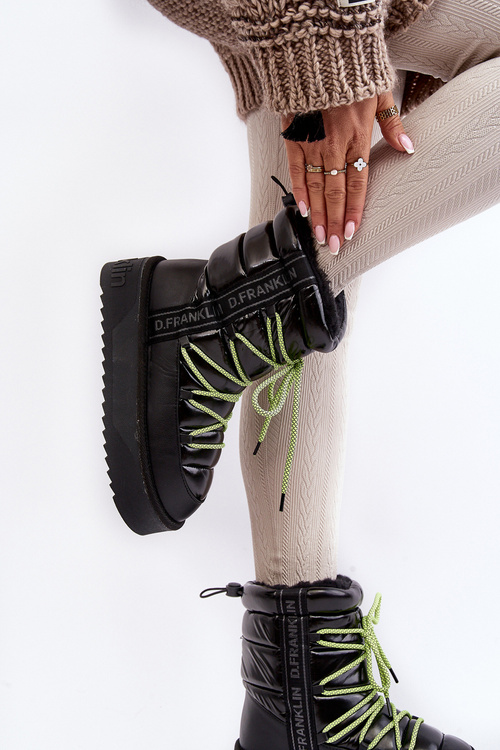 Dámske snehové topánky na hustej vegánskej podrážke D.Franklin DFSH371007 Čierna