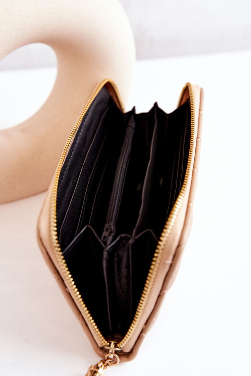 Velká prošívaná peněženka s třásněmi béžový Selley