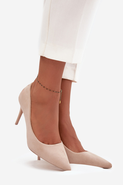 Dámske lodičky z eko semišu béžové Elvessa