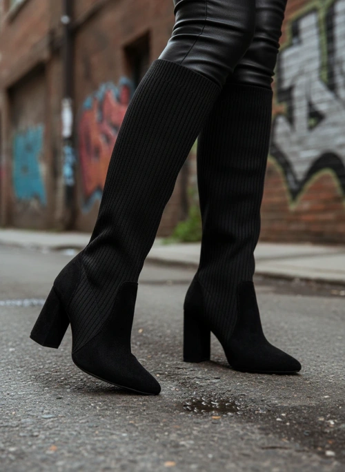 Dámske čižmy na opätku Čierne Yserine