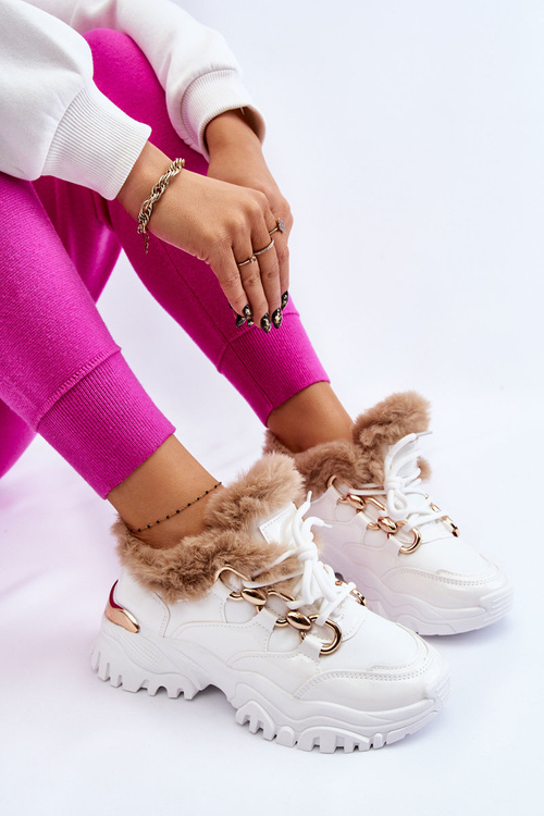 Dámské zateplené sportovní boty Šněrovací bílé Kerberos
