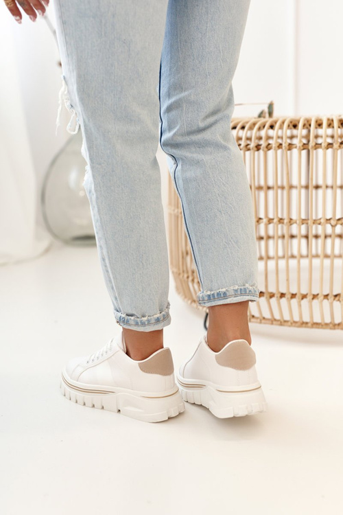 Ženské tenisky na platforme biele béžové riri