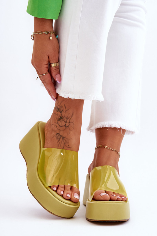 Dámské transparentní pantofle na klínku Světle zelená Eliane