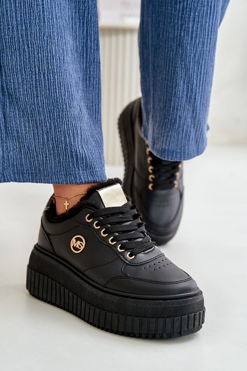 Sneakersy Dámské Sportovní Boty Zateplené Na Masivní Podešvi Černé Ardiela