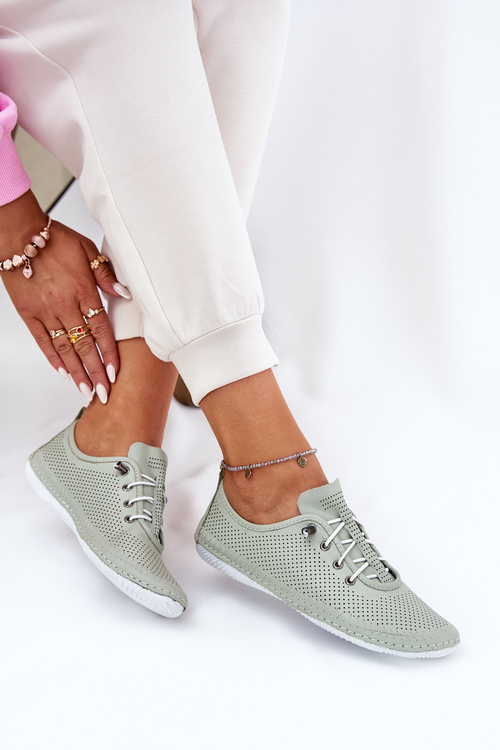 Dámske Kožené Polobotky Z Prírodnej Kože Artiker 54C0833 Svetlo Zelené