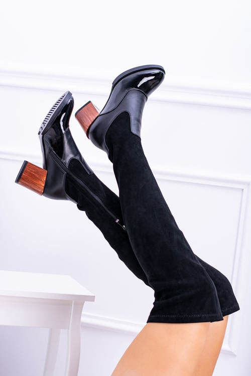 Lu Boo Black Dámske topánky na post semišový lak Jess