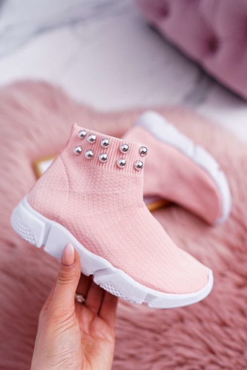 Detská mládežnícka športová obuv pošmyknutá ružovými korálkami Verone