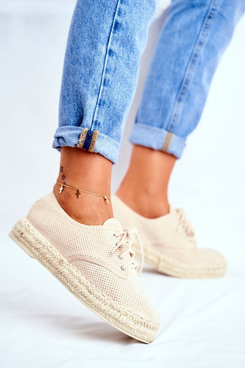 Ženské espadrilles na platforme Sonya Beige Linen Platform