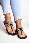 Dámske gumové flip -flops čierne flip -flops, bows gruzínsko