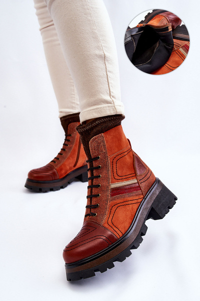 Maciejka ploché kožené topánky 05624-08 Orange-Brown