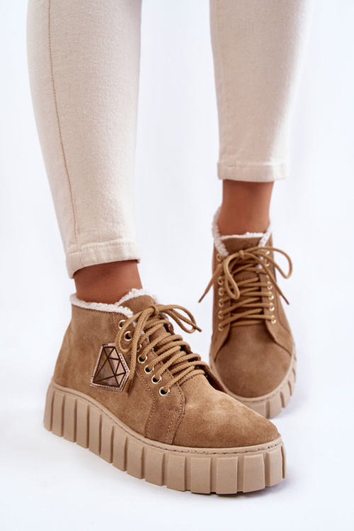 Semišové sportovní boty Vázané boty Lewski 3252/N Béžová