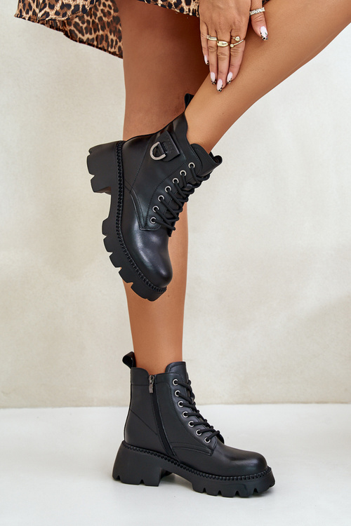 Zateplené Dámske Topánky Z Prírodnej Kože Vinceza 41460 Čierne