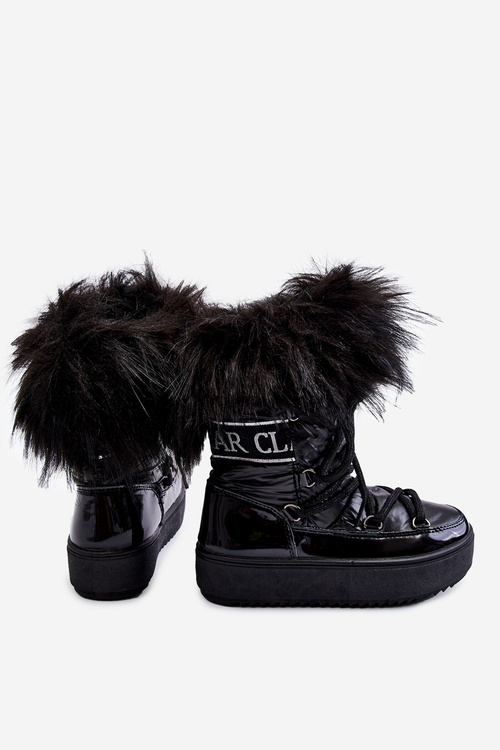 Čierna -LACE -UP -Snehové topánky pre deti