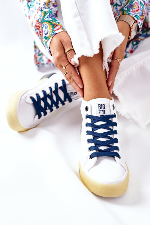 Dámské Kožené Vysoké Tenisky Big Star II274137 Bílé