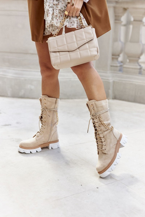 Dámske vysoké topánky béžové topánky Villes