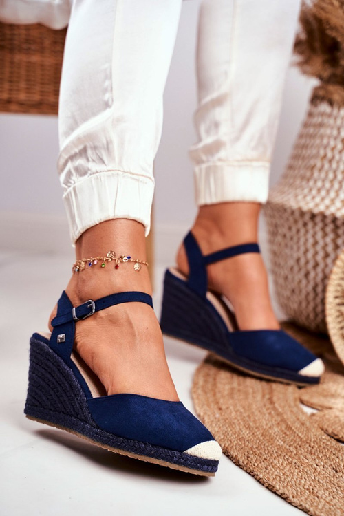 Dámske sandále na veľkej hviezde Big Star Navy Graced Wedges DD274A172