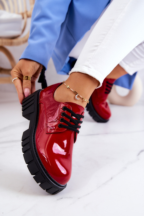 Módne lakované topánky la.fi 210013r-la červené