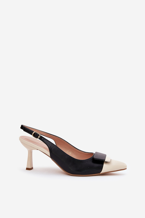 Elegantní Lodičky S Dekorací Eko Kožené Černé Ottoles