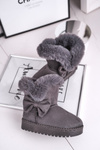 Detské topánky Snehové topánky s kožušinou šedú vellu