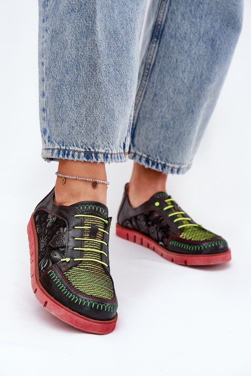 Kožené Polobotky Dámské Vzorované Maciejka 06784-20 Černé